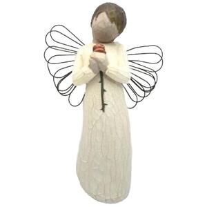 WILLOW TREE : Wooden Loving Angel with‎ a Rose 5.5 inches